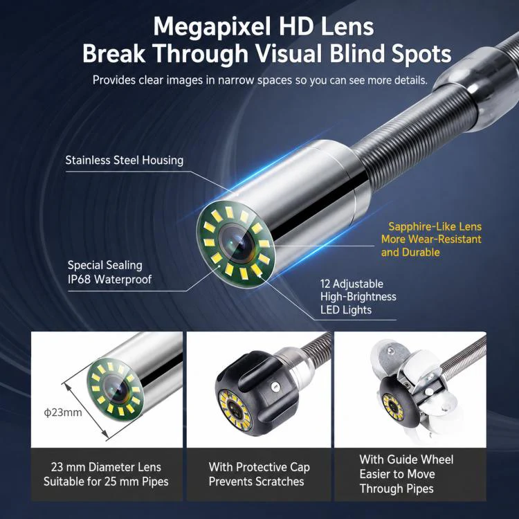 BS70F Industrial Pipeline Endoscope Sewer Pipe Wall Inspection Detector Waterproof HD Camera, Length: 30m - Image 3