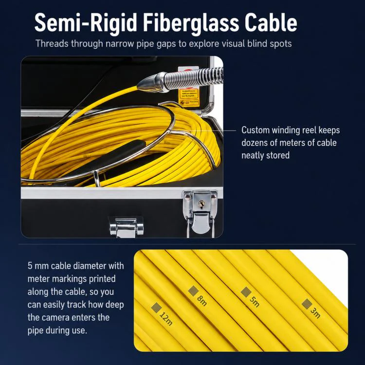 BS70F Industrial Pipeline Endoscope Sewer Pipe Wall Inspection Detector Waterproof HD Camera, Length: 50m - Image 9