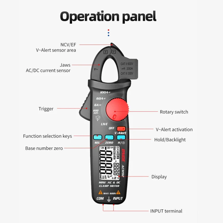 BSIDE ACM92 Digital Clamp Multimeter Current And Voltage Tester - Image 5