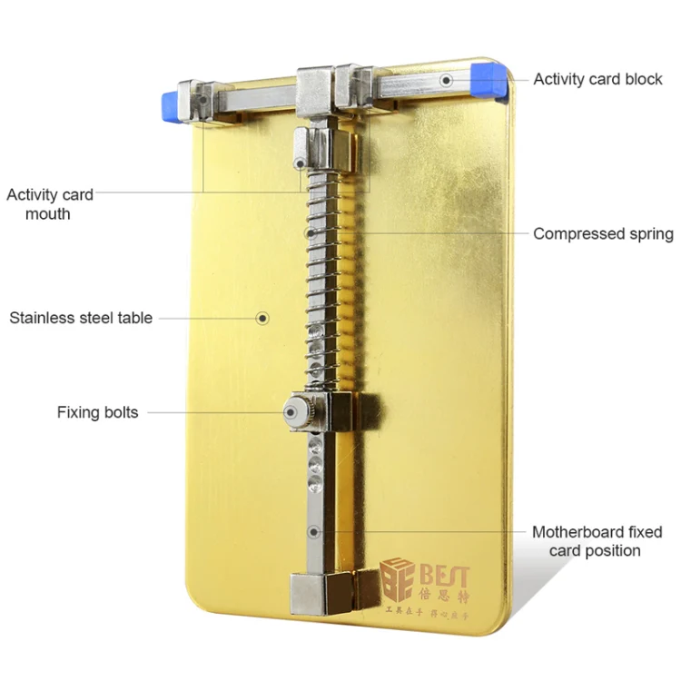 BST- 001C Stainless Steel Circuit Board soldering desoldering PCB Repair Holder Fixtures Cell Phone Repair Tool(Gold) - Image 4