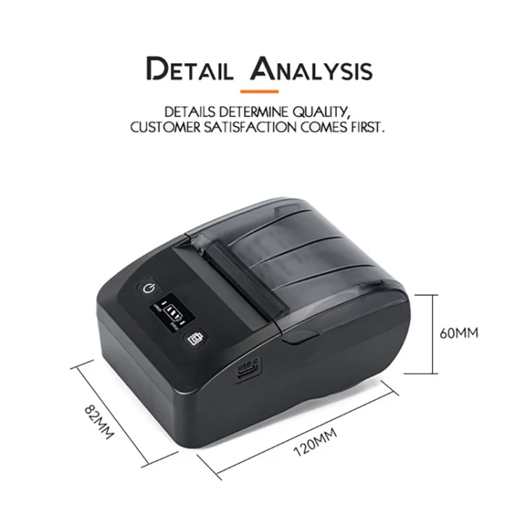 BT-581 58mm USB-C/Type-C + Bluetooth Portable Thermal Printer(EU Plug) - Image 2