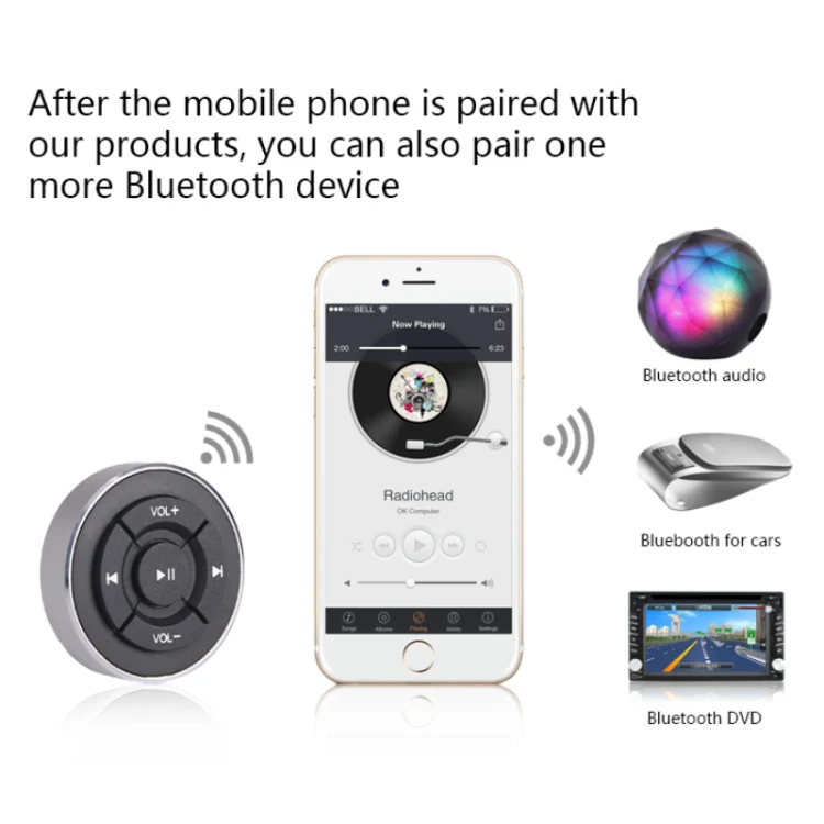 BT005 Car Wireless Bluetooth Controller Mobile Phone Multimedia Multi-functional Steering Wheel Remote Controller - Image 7