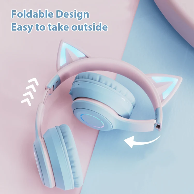 BT029C RGB Dual Modes Cat Ear Wireless Bluetooth Headphone(Pink) - Image 5