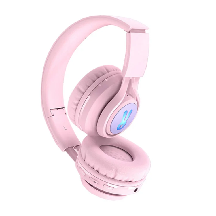 BT06C+ Children Head-mounted Cute Wireless Bluetooth Headset with Microphone & LED Light(Pink) - Image 2