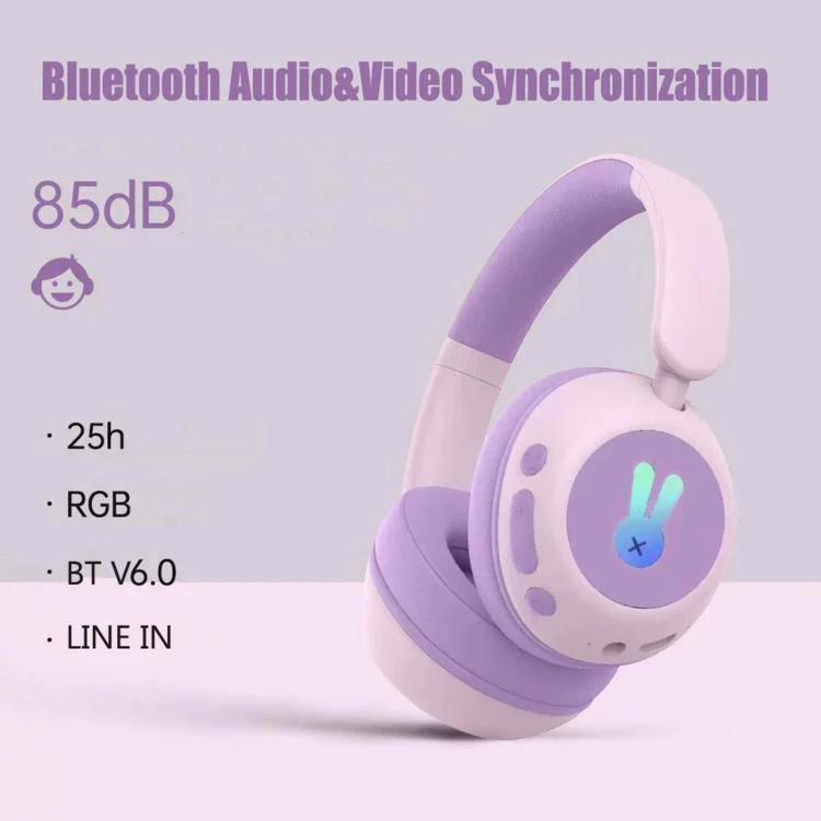 BT08C Bluetooth Wireless Full-Cover Headphone for Children(Grey) - Image 3
