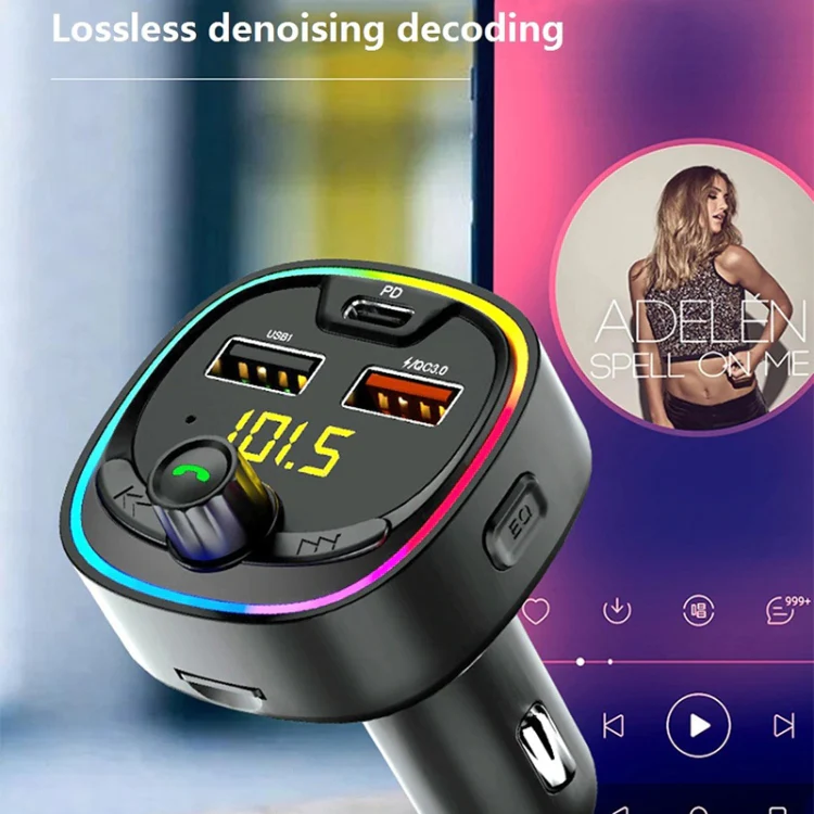 BT08D FM Transmitter Hands-free Car Kit MP3 Audio Player with QC3.0 + PD18W 5A Auto Fast Charger FM Modulator - Image 7