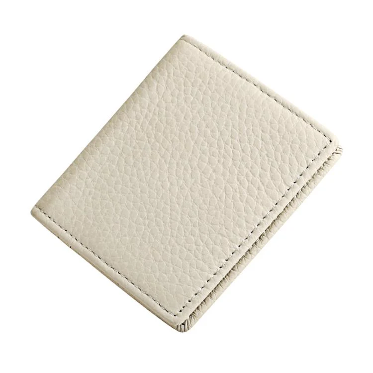 Buckle Storage Top-grain Cowhide Coin Purse(Beige)