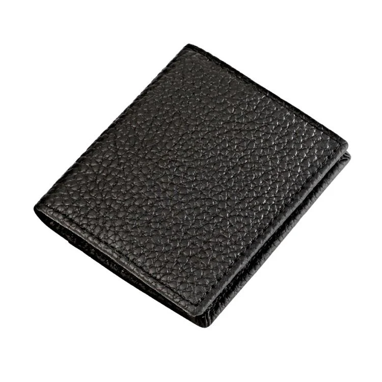 Buckle Storage Top-grain Cowhide Coin Purse(Black)