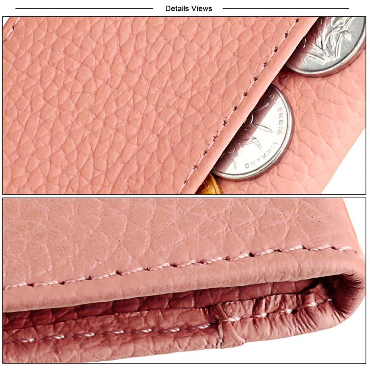 Buckle Storage Top-grain Cowhide Coin Purse(Caramel) - Image 9