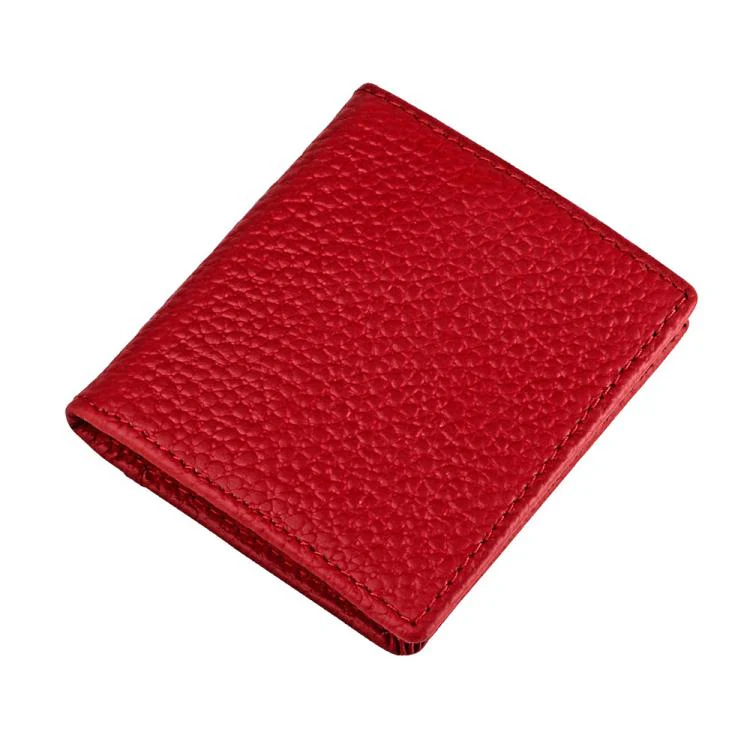 Buckle Storage Top-grain Cowhide Coin Purse(Red)