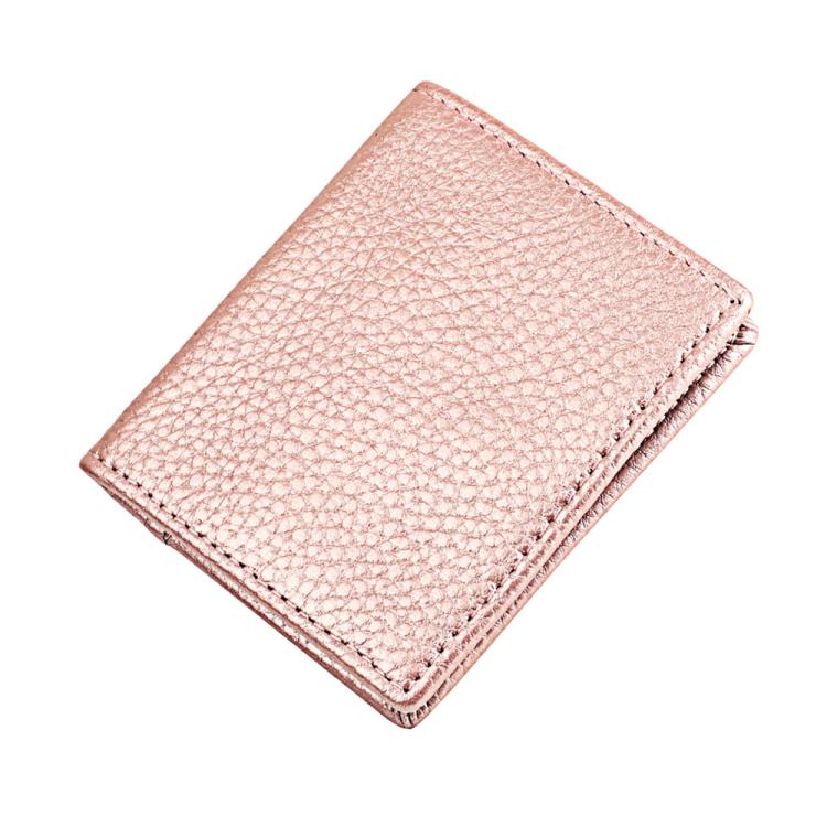 Buckle Storage Top-grain Cowhide Coin Purse(Rose Gold)