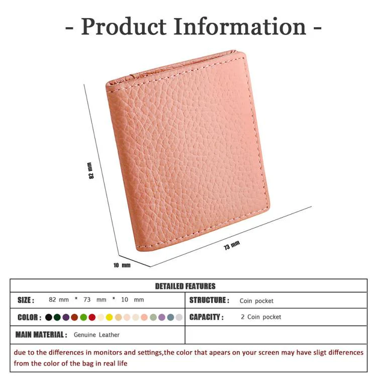 Buckle Storage Top-grain Cowhide Coin Purse(Rose Gold) - Image 4