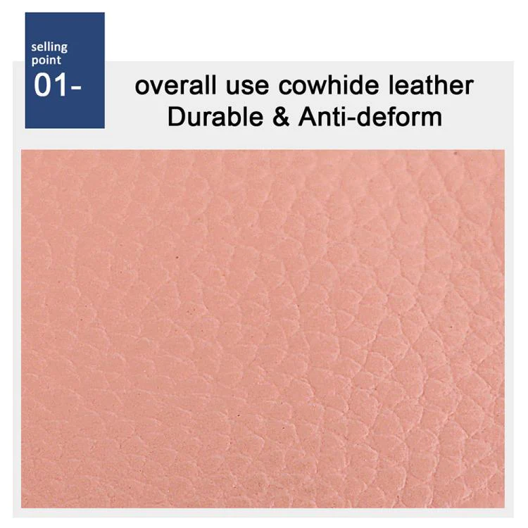 Buckle Storage Top-grain Cowhide Coin Purse(Rose Gold) - Image 7