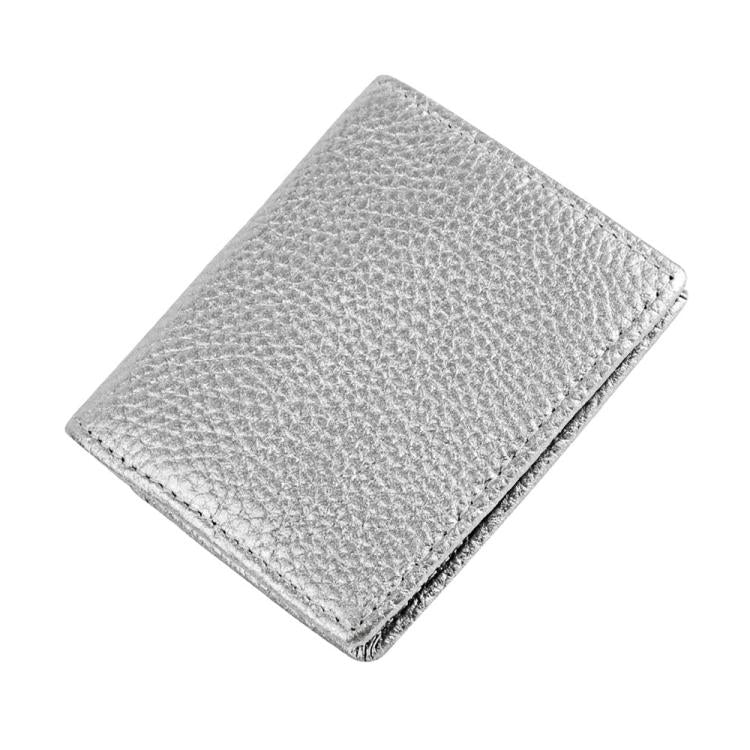 Buckle Storage Top-grain Cowhide Coin Purse(Silver)
