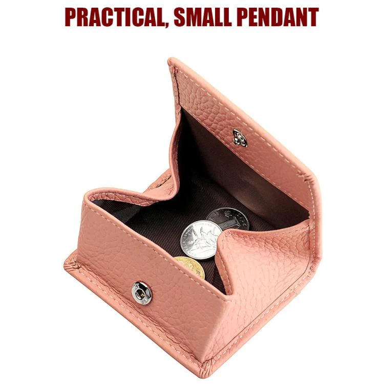 Buckle Storage Top-grain Cowhide Coin Purse(Silver) - Image 5