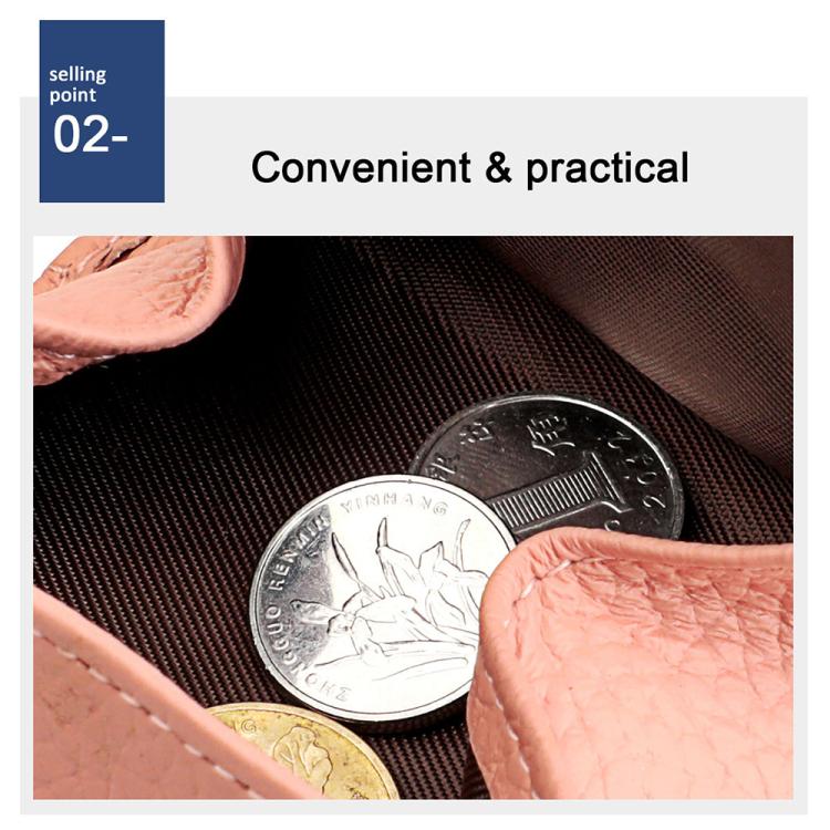 Buckle Storage Top-grain Cowhide Coin Purse(Silver) - Image 8