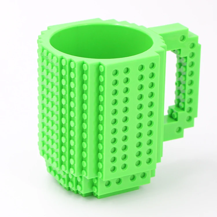 Building Blocks Design Creative Milk Mug Coffee Cup Build-on Brick Drinking Water Holder, Value:301-400ml(Green) - Image 2