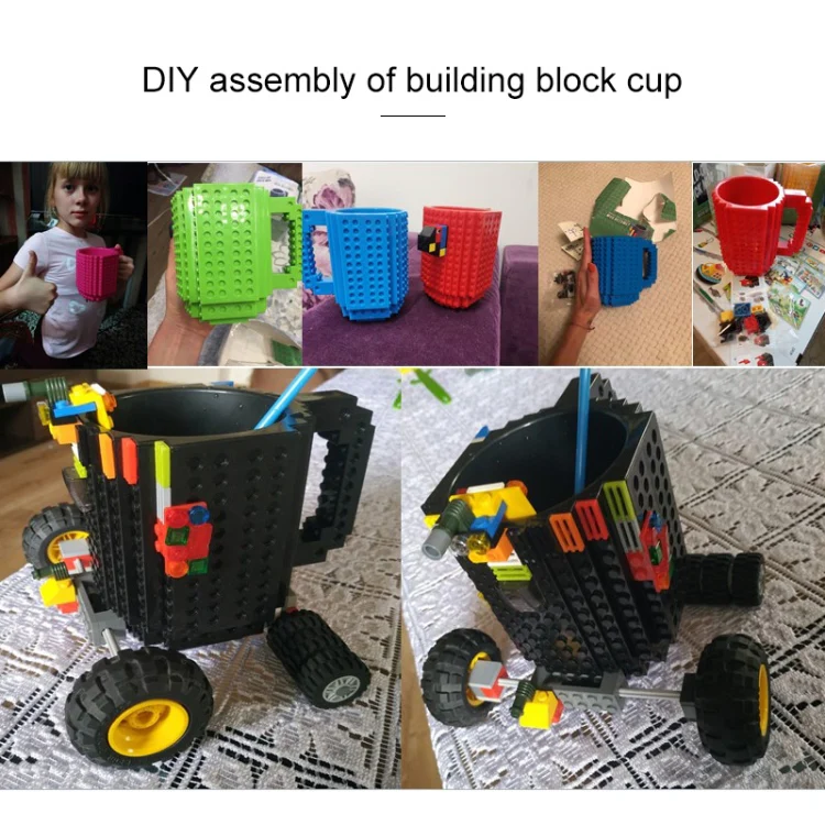 Building Blocks Design Creative Milk Mug Coffee Cup Build-on Brick Drinking Water Holder, Value:301-400ml(Orange) - Image 11