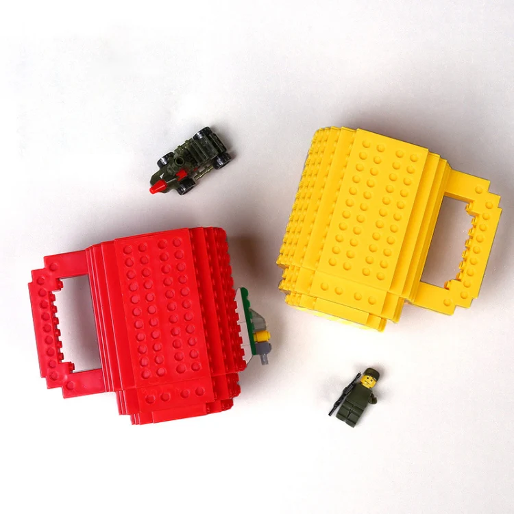 Building Blocks Design Creative Milk Mug Coffee Cup Build-on Brick Drinking Water Holder, Value:301-400ml(Rose red) - Image 3