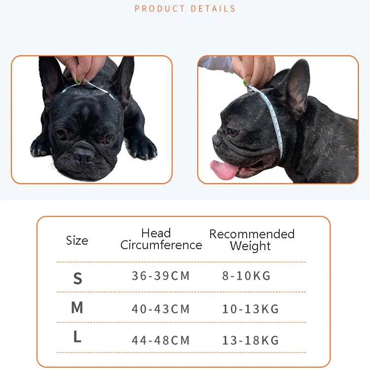 Bulldog Mouth Cover Flat Face Dog Anti-Eat Anti-Bite Drinkable Water Mouth Cover L(Grey Orange) - Image 7