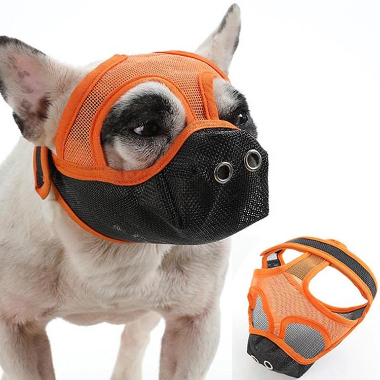 Bulldog Mouth Cover Flat Face Dog Anti-Eat Anti-Bite Drinkable Water Mouth Cover L(Orange Black) - Image 2