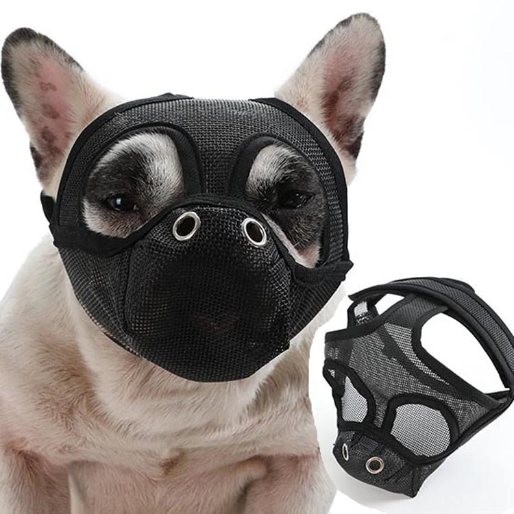 Bulldog Mouth Cover Flat Face Dog Anti-Eat Anti-Bite Drinkable Water Mouth Cover M(Black) - Image 2