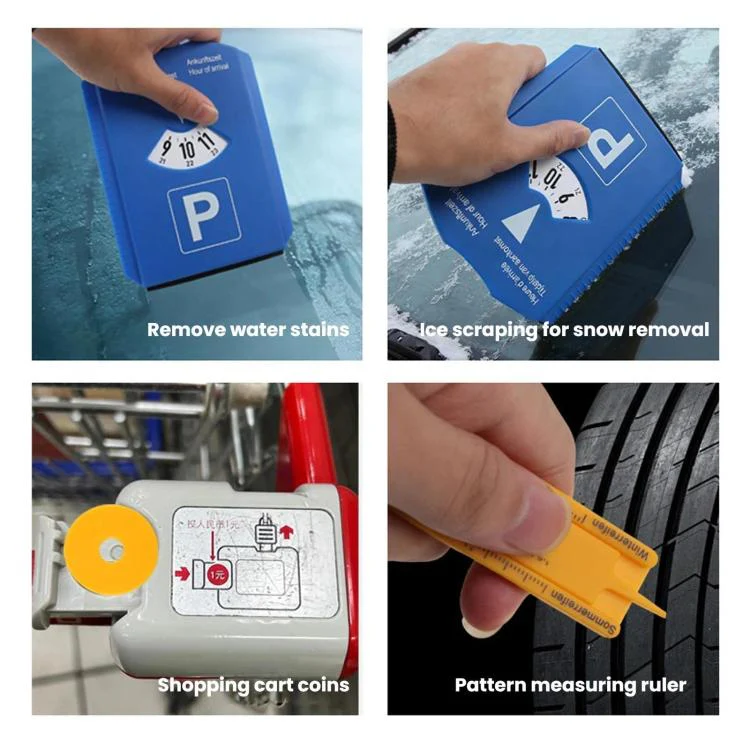 BY-1865 European Car Temporary Parking Sign Snow Shovel Multifunctional Parking Timer, Style: 1 Coin + Tread Scale - Image 3