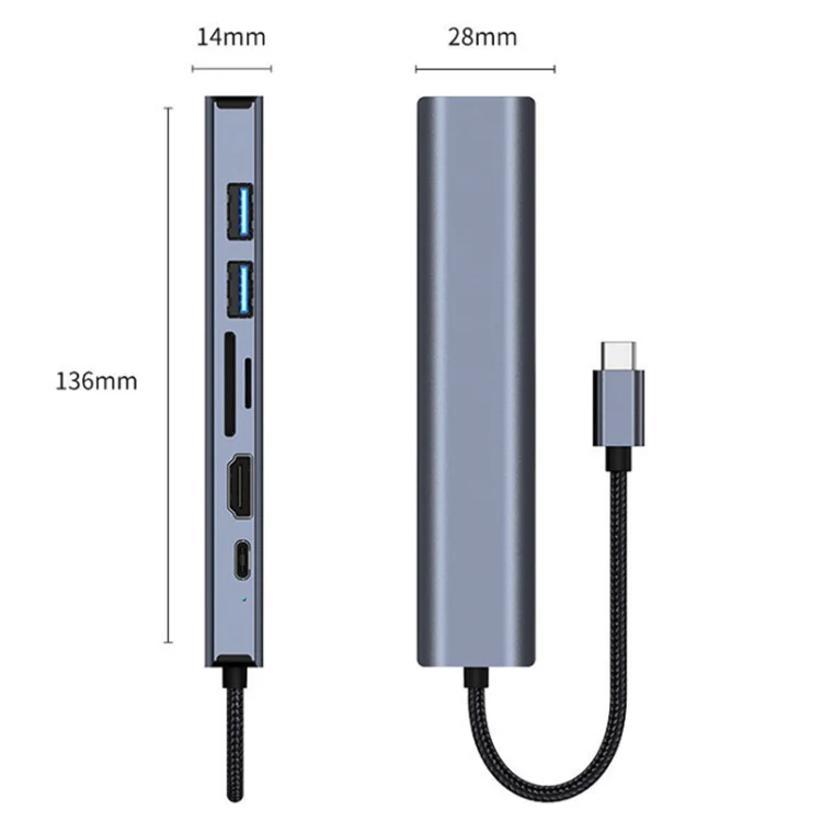 BYL-2303 7 in 1 USB-C / Type-C to USB Multifunctional Docking Station HUB Adapter - Image 2