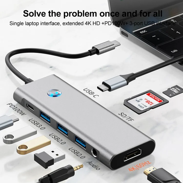 BYL-2410 9 in 1 Type-C to USB Multi-function Docking Station - Image 5