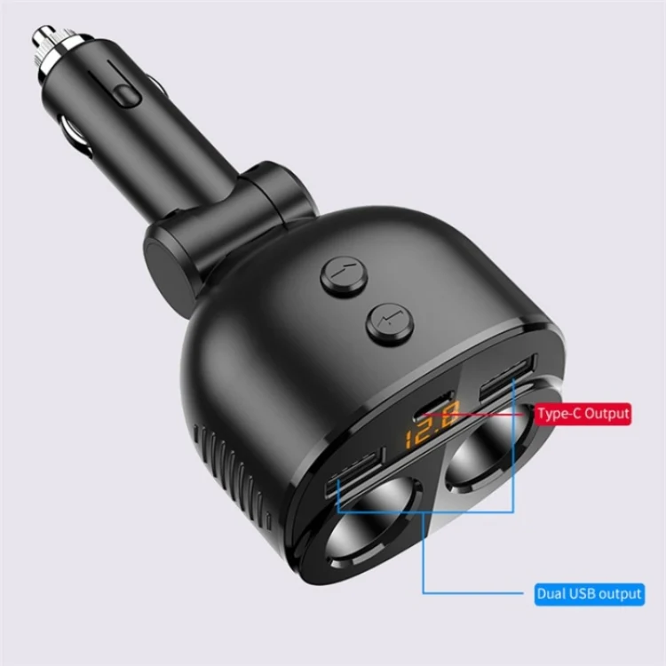 C06Q Dual USB + Type-C Cigarette Lighter PD 18W / QC3.0 Fast Charging Car Charger - Image 2