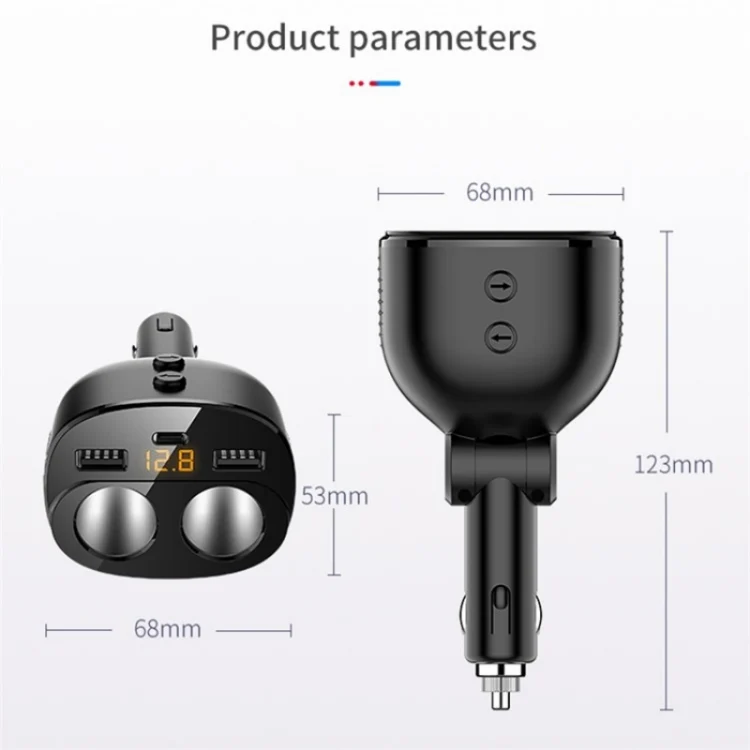 C06Q Dual USB + Type-C Cigarette Lighter PD 18W / QC3.0 Fast Charging Car Charger - Image 7
