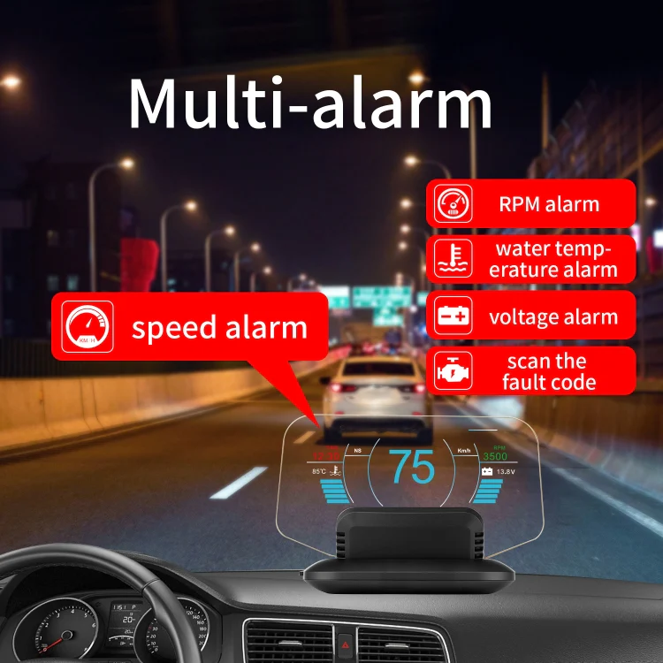C1 OBD2 + GPS Mode Car HUD Head-up Display Compass / Speed / Water Temperature / Voltage Display / Speed Alarm / Fault Alarm - Image 4