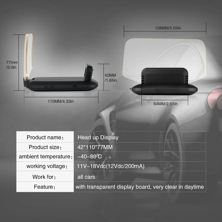 C1 OBD2 + GPS Mode Car HUD Head-up Display Compass / Speed / Water Temperature / Voltage Display / Speed Alarm / Fault Alarm - Image 5