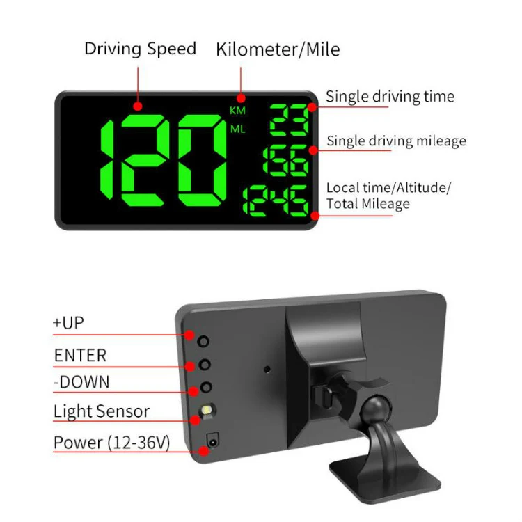 C1090 6.2 inch HUD Car Head-up Display GPS Car Universal Mileage Speed Meter Speeding Alarm / GPS Satellite Speed Measurement(Black) - Image 4