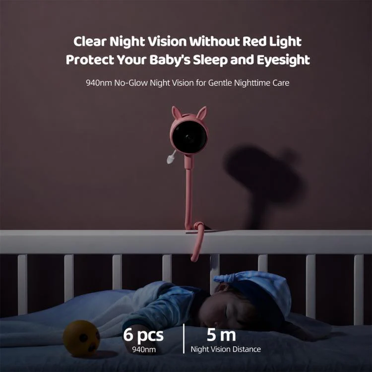 C11 2MP Wireless Wi-Fi Baby Monitor Care Camera, Plug Type:AU Plug(Pink) - Image 7