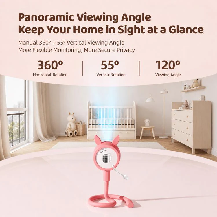 C11 2MP Wireless Wi-Fi Baby Monitor Care Camera, Plug Type:AU Plug(Pink) - Image 8