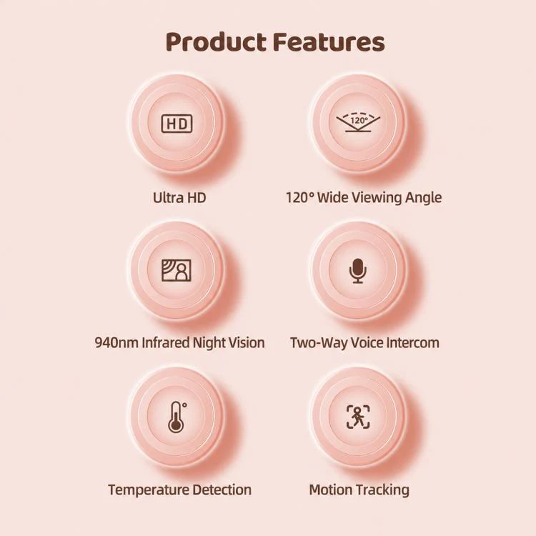 C11 2MP Wireless Wi-Fi Baby Monitor Care Camera, Plug Type:UK Plug(Pink) - Image 4