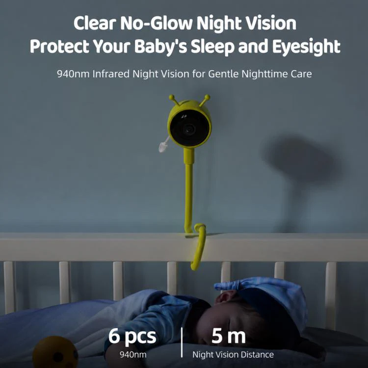 C11 2MP Wireless Wi-Fi Baby Monitor Care Camera, Plug Type:UK Plug(Yellow) - Image 7