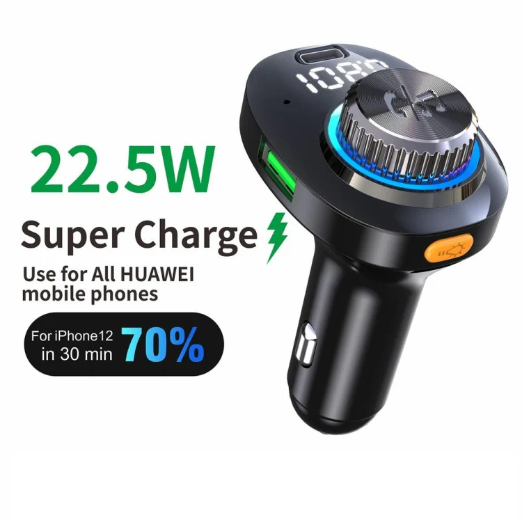 C18 Car Audio Receiver 3.1A Quick Charge USB Device BT 5.0 Color LED Backlight FM Transmitter - Image 2