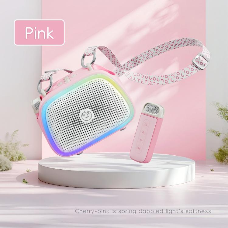 C22 Portable Karaoke Wireless Speaker with Microphone and Shoulder Strap(Pink)