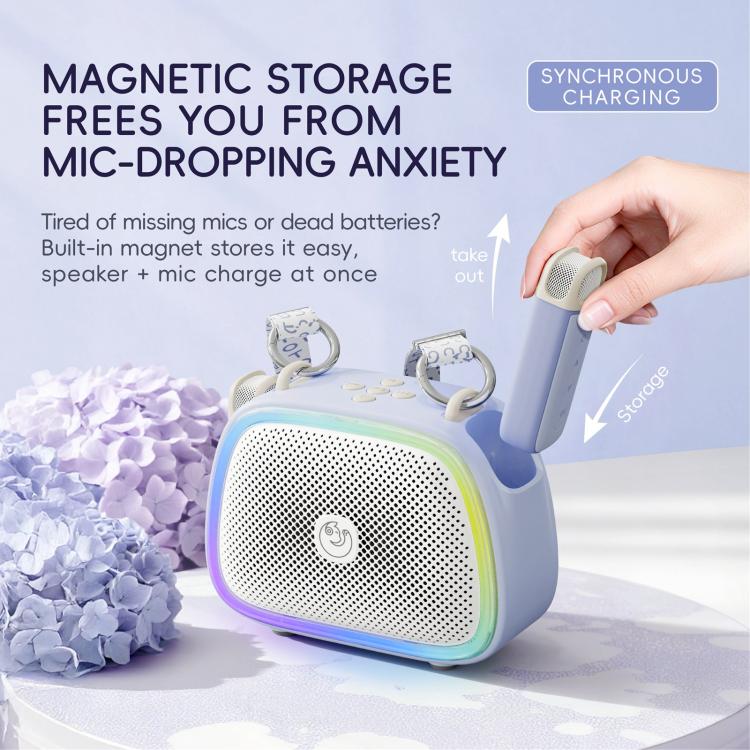 C22 Portable Karaoke Wireless Speaker with Microphone and Shoulder Strap(Pink) - Image 4