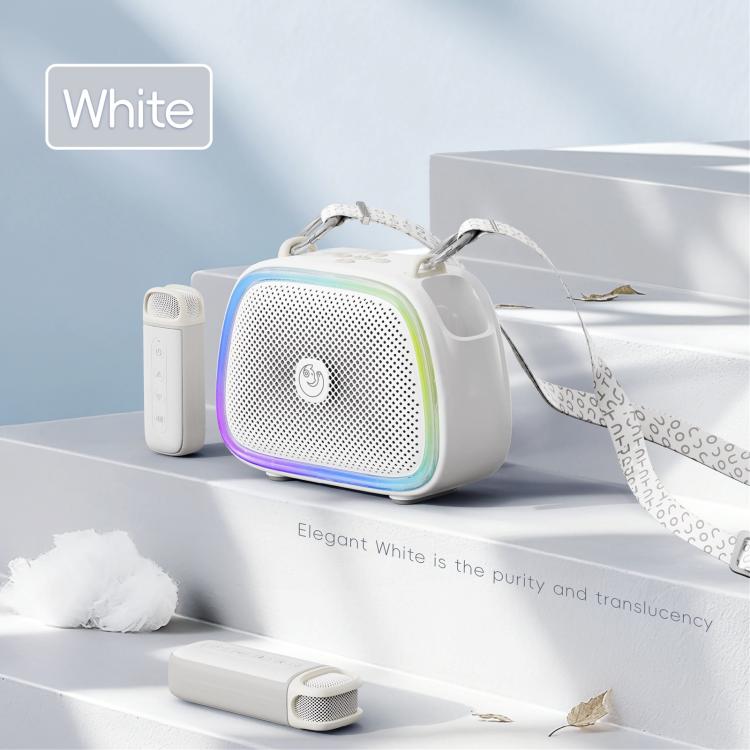 C22 Portable Karaoke Wireless Speaker with Microphone and Shoulder Strap(White)