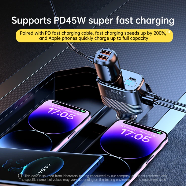C26 4 in 1 PD45W Type-Cx2+USB Car Cigarette Lighter Fast Charging Charger - Image 3