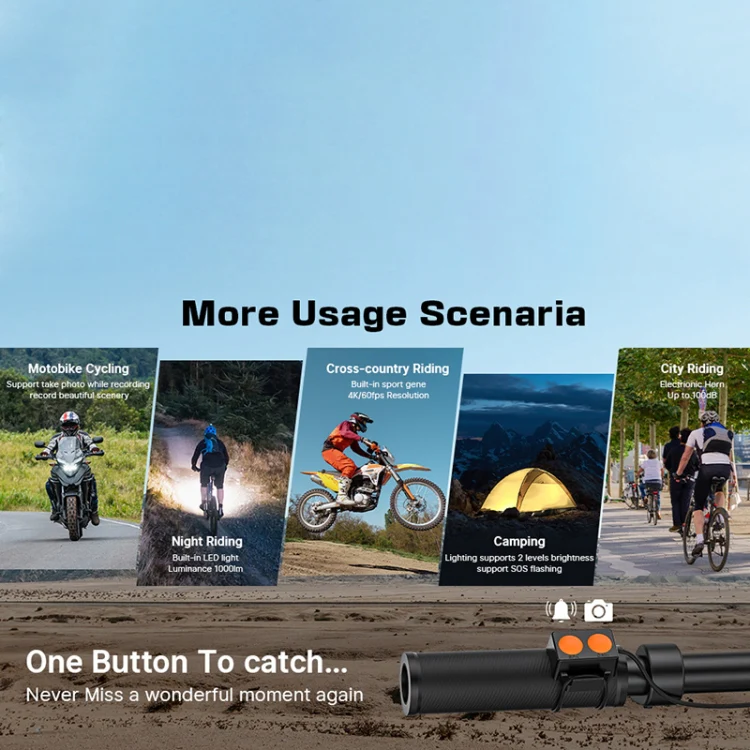 C3 Pro 2 inch IPS Color Screen IPX5 Waterproof Video Recording Lighting Cycling Camera(Black) - Image 4
