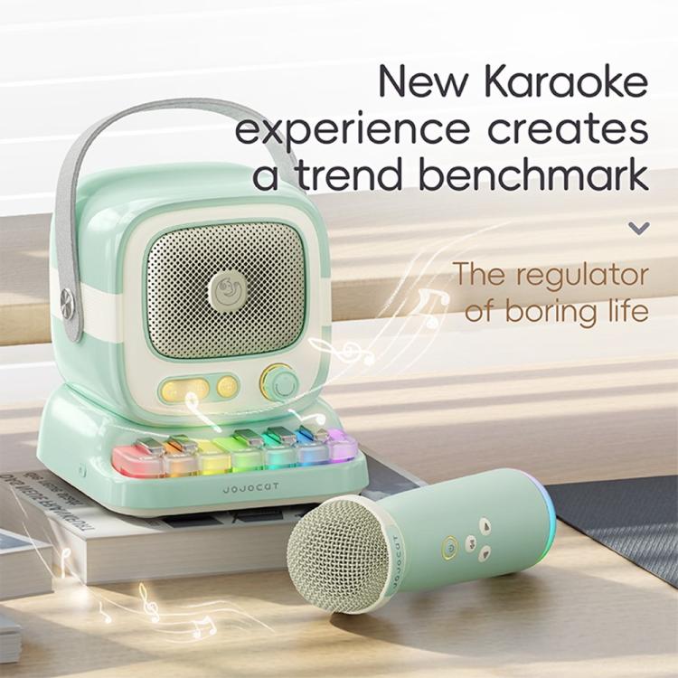 C60 Mini Bluetooth-compatible Karaoke Speaker with Piano Keyboard and Wireless Microphone(Pale Green) - Image 4