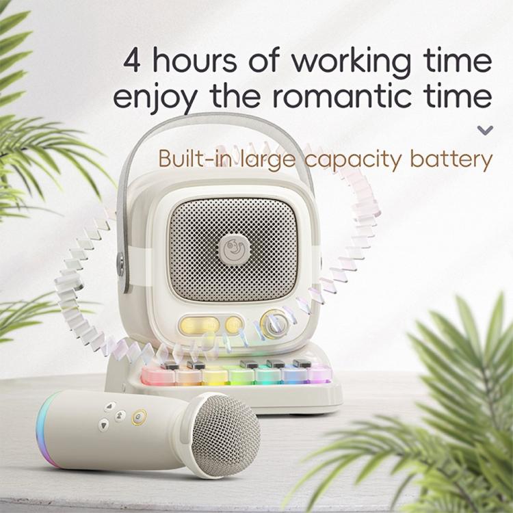 C60 Mini Bluetooth-compatible Karaoke Speaker with Piano Keyboard and Wireless Microphone(Yellow) - Image 11
