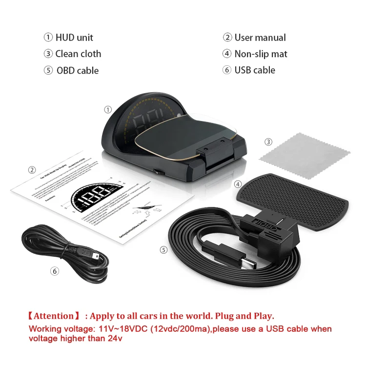 C700S OBD2 + GPS Mode Car HUD Head-up Display Fault Alarm - Image 12