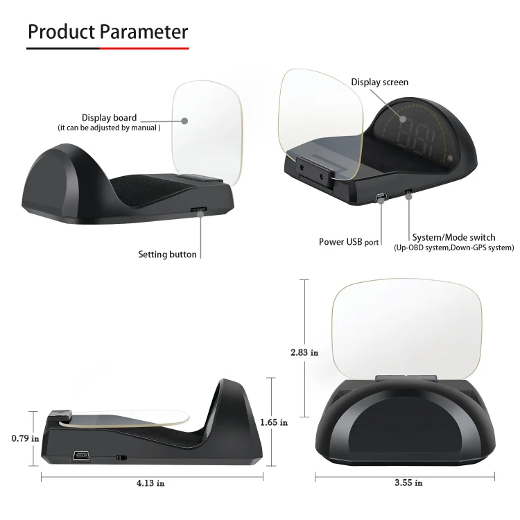 C700S OBD2 + GPS Mode Car HUD Head-up Display Fault Alarm - Image 9