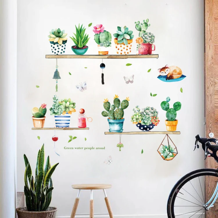 Cactus Potted PVC Self-adhesive Removable Wall Stickers - Image 3