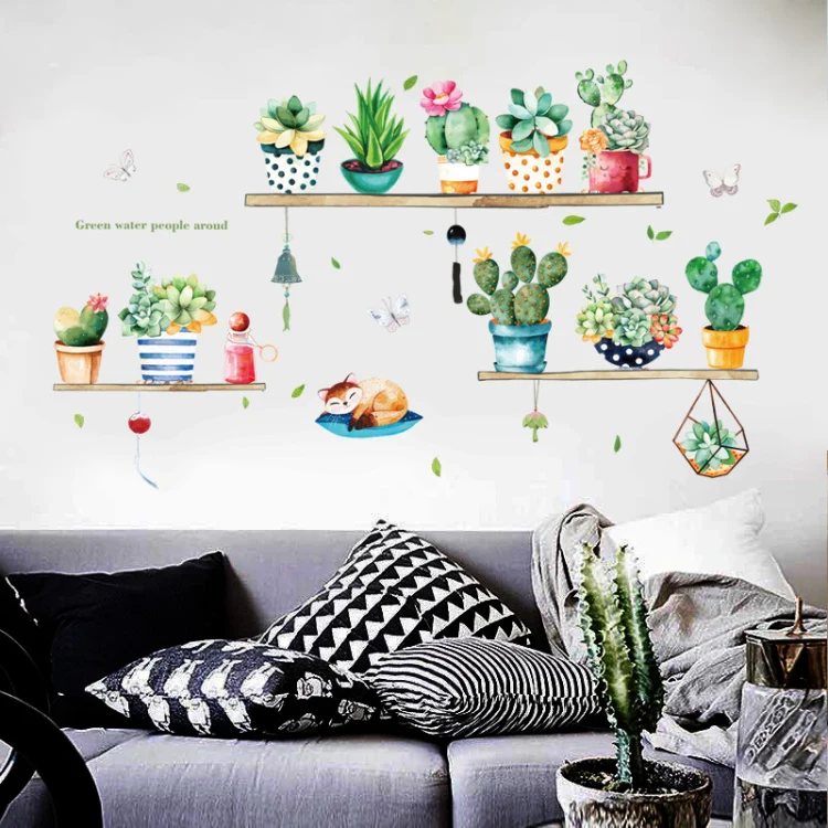 Cactus Potted PVC Self-adhesive Removable Wall Stickers - Image 4